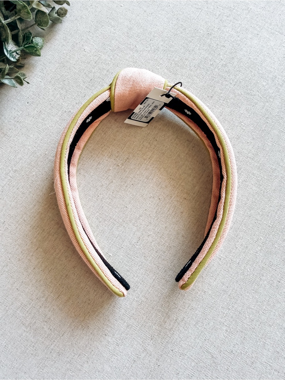 Lele Sadoughi Piping Trim Slim Knotted Headband Soft Coral NWT